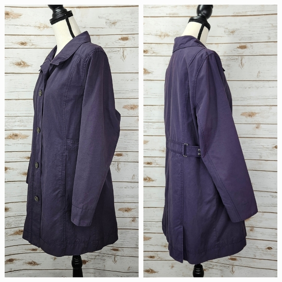 Eddie Bauer Trench Coat Button Up Size Large - Picture 6 of 7